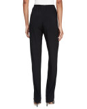 Stretch-Knit Straight-Leg Pants, Black 