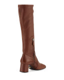 Leather Square-Toe Knee Boot, Burnt (Bruciato)