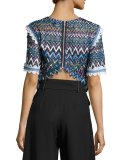 Ophell-C Chevron Lace Crop Top, Multicolor