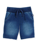 Relaxed Cotton-Blend Terry Shorts, Medium Stonewashed Indigo, Size 2T-7