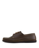 Falmouth USA Leather Lace-Up Moccasin, Dark Olive