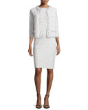 Izza Tweed Sleeveless Sheath Dress, Putty/Multi