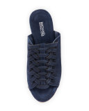 Westley Woven Suede Mule Sandal, Navy