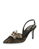 Pearly 75mm Slingback Pump, Black
