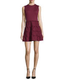 Sleeveless Jewel-Neck Tiered Mini Dress