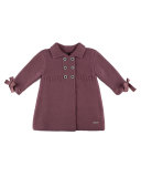 Double-Breasted Sweaterdress Coat, Plum, Size 3M-2