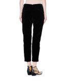 Mid-Rise Velvet Cropped Pants, Black