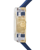 Izzie Leather-Strap Golden Watch, Navy