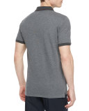 Tipped Pique Short-Sleeve Polo Shirt, Gray