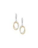 18K White & Yellow Gold Interlocking Diamond Oval Earrings