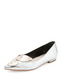 Bibi Butterfly Metallic Leather Flat, Silver/Rose Gold