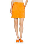 Glazed Suede A-Line Mini Skirt, Tangerine