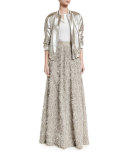 Summer Faux-Fur Maxi Skirt, Gray