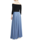 3/4-Sleeve Knit Top, Black 