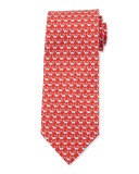 Elephant-Print Silk Tie, Red