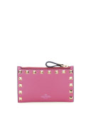 Rockstud Leather Flap Coin/Card Case, Pink