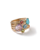 18k Gold Rock Candy Gelato 6-Stone Cluster Ring in Summer Rainbow, Size 7