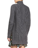 Cable-Knit Turtleneck Wool-Blend Sweater, Charcoal