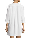 3/4-Sleeve Tie-Neck Shift Dress