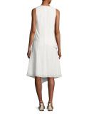 Fernay Paneled Sleeveless Handkerchief-Hem Midi Dress, Bright White