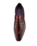 Andy Burnished Leather Loafer, Red