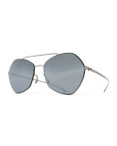 Esse Geometric Aviator Sunglasses, Silver