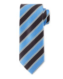 Satin-Striped Silk Tie, Light Blue/Navy