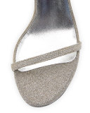 Naked Shimmery Low-Heel Sandal, Silver