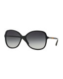 Oversize Check-Temple Square Sunglasses