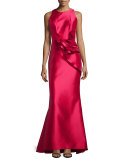 Side-Peplum Sleeveless Gown, Lipstick