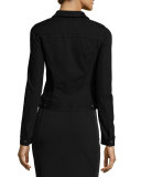 Robyn Button-Front Denim Jacket, Black