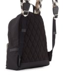 Abbeydale Nylon Check-Trim Backpack, Black