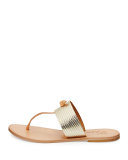 Nice Knotted T-Strap Sandal, Platinum