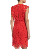 Morgan Flutter-Sleeve Macrame Dress