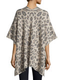 Double-Knit Cashmere Leopard Shawl, Bone