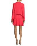 Pilar Crepe Blouson Mini Dress, Red