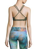 Wingspan Strappy-Back Sports Bra, Olive