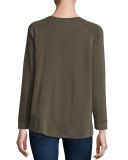 Darcey Lace-Up Sweatshirt, Army Green/Black