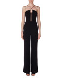 Malvern Lace-Inset Jumpsuit, Black