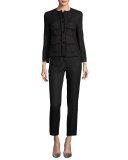 Tnatchi Raffia Tweed Ankle Pants, Black