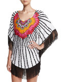 Ibiza Fringe-Trim Poncho Coverup