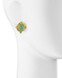 Cab Boy & Bird Intaglio Clip/Post Earrings, Green