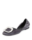 Ballerine Chips Suede d'Orsay Flat, Gray