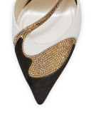 Snakeskin Asymmetric 105mm Pump, Black/Gold