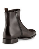 Leather Brogue Ankle Boot, Dark Brown 