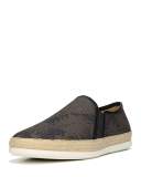 Chalmers 2 Palm Leaf Canvas Espadrille Slip-On Sneaker, Black/Brown