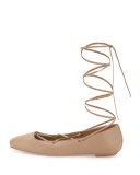 Faith Lace-Up Ballerina Flat, Sand Dune