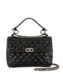Rockstud Medium Matelasse Leather Shoulder Bag, Black