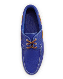 Men's USA Bison Boat Shoe, Royal Blue 