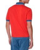 Short-Sleeve Polo Shirt with Contrast Trim, Red